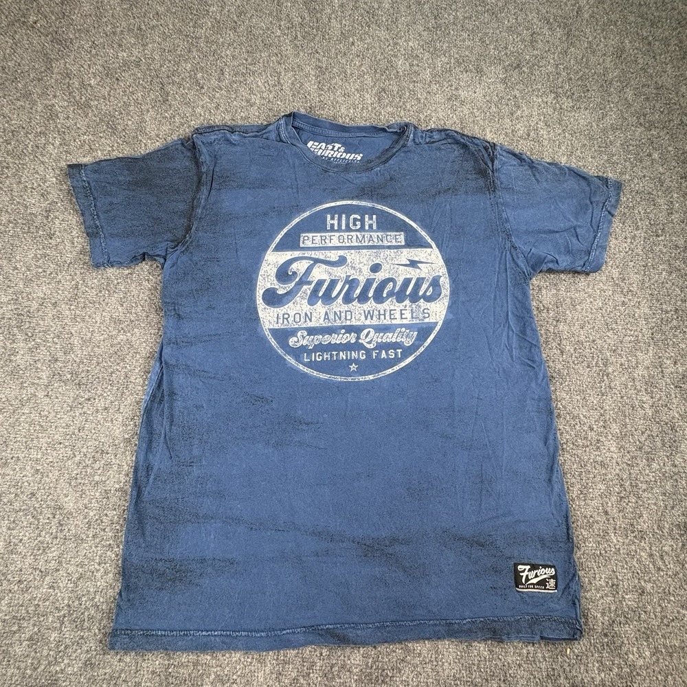 Fast & Furious By Affliction T-Shirt Men's L Blue Graphic Tee USA Y2K Streetwear